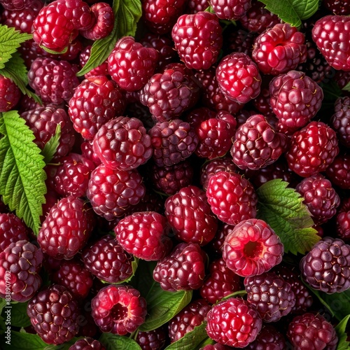 Loganberry texture background, Rubus loganobaccus fruits pattern, many logan berry mockup