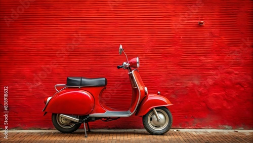 Vintage Red Scooter by a Red Wall 