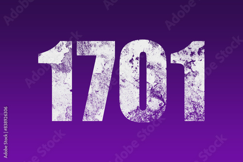 flat white grunge number of 1701 on purple background. 