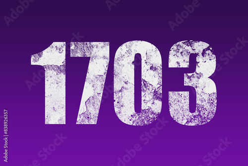 flat white grunge number of 1703 on purple background. 