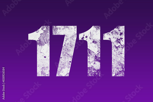 flat white grunge number of 1711 on purple background. 