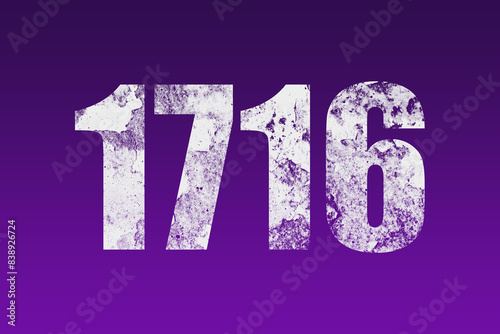 flat white grunge number of 1716 on purple background. 