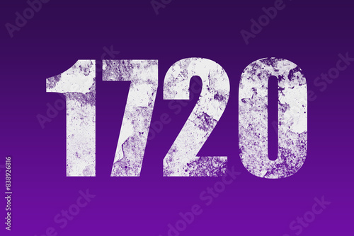 flat white grunge number of 1720 on purple background. 