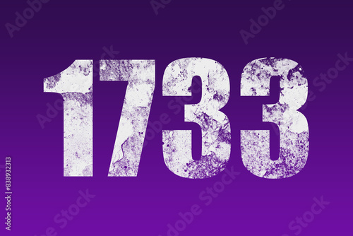 flat white grunge number of 1733 on purple background. 