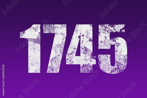 flat white grunge number of 1745 on purple background. 