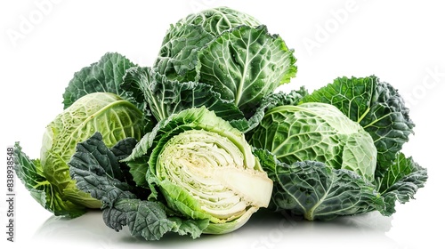 Pile of freshly picked fresh cabbage on the table