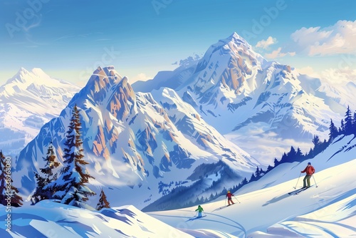 Family Winter Vacation Skiing Fun: Panoramic Views & Bonding