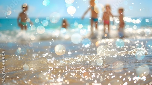 Blissful Afternoon: Children Engrossed in Playful Fun Amidst a Vibrant Beach Landscape