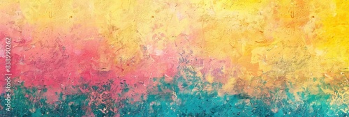 Background Texture Yellow. Colourful Pink, Yellow and Turquoise Gradient Noisy Grain Background in 80s Style