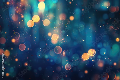 Abstract Celebration. Bokeh Defocused Lights on Blue Background with Retro Vintage Tone