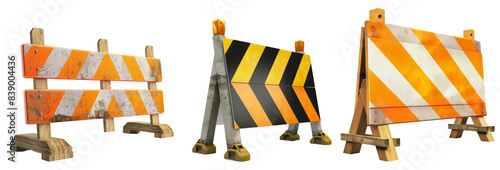 A barricade under construction is isolated on a white transparent background