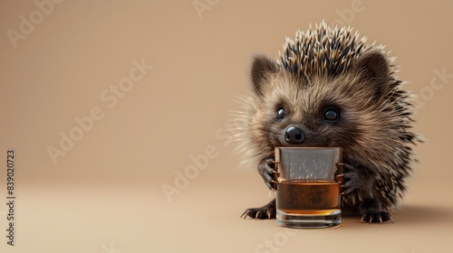 A Quirky Hedgehog's Tipsy Antics - Surreal Portrait of Drunk Whiskey Drinker