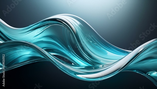 3d glass of abstract shape in the form of a wave. illustration of 3d rendering. Generative AI cut out