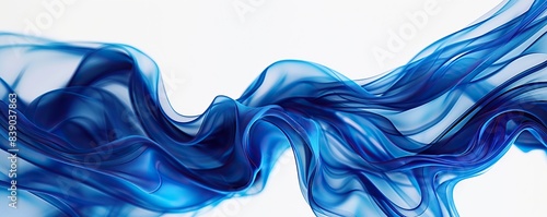 Vibrant ultramarine blue wave abstract design, deep and striking, isolated on a white backdrop