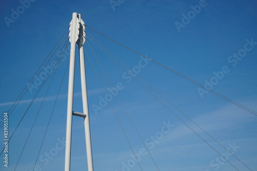 Cable-stayed bridge and cloudless sky