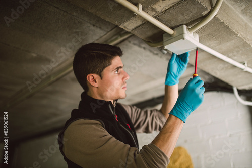 Man working on an electrical installation