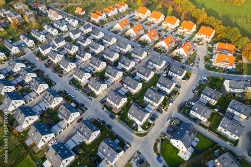 aerial view of a suburban single-family housing estate