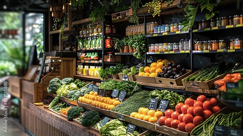 A section of the store dedicated to organic foods, each item carefully labeled and displayed