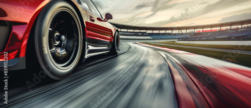 High-speed racing car in motion, a blur of adrenaline and performance.
