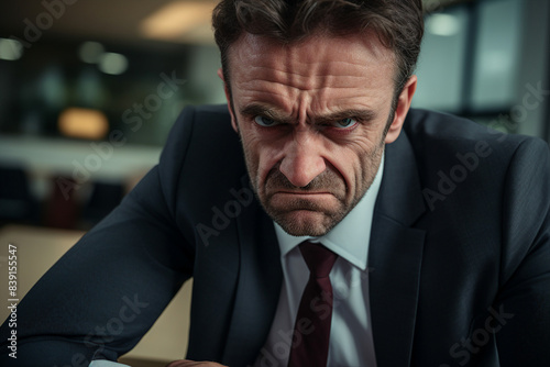 Created with generative ai image of angry severe strict man office worker