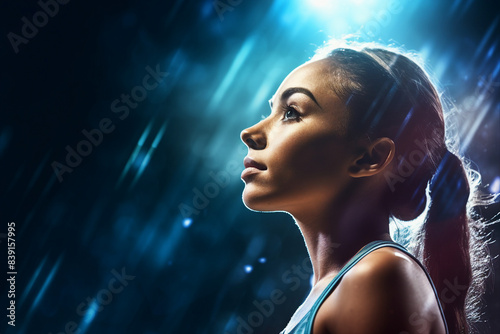 Generative AI portrait of ambitious successful athlete champion