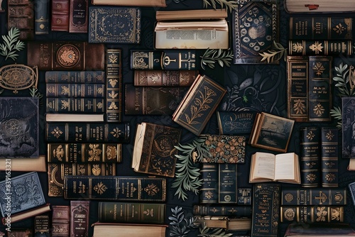 Dark Academia Aesthetic with Antique Books and Vintage Stationery pattern