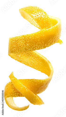 Lemon peel isolated on white background. Lemon zest