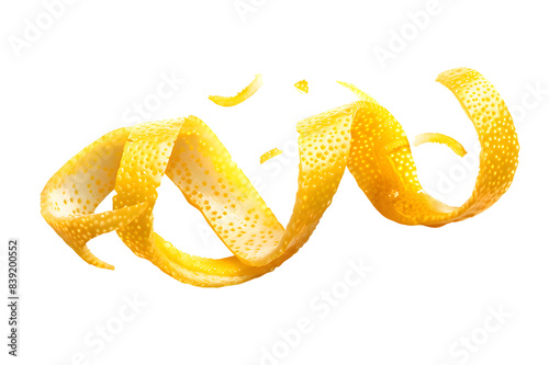 Lemon peel isolated on white background. Lemon zest