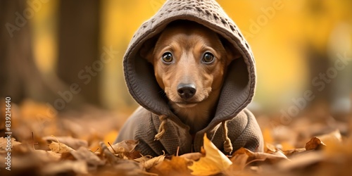 Dog in sweater romping in autumn leaves. Concept Autumn Leaves, Dog Photography, Pet Portraits, Sweater Weather, Playful Pup
