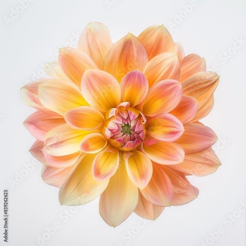 flower Photography, Dahlia Bicolor Maxi, Close up view, Isolated on white Background