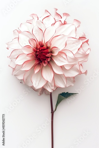 flower Photography, Dahlia Bicolor Maxi, copy space on right, Isolated on white Background