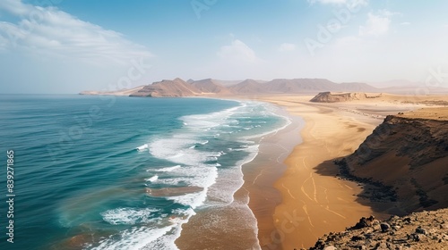 Landscape of Legzira beach on the Atlantic coast in Sidi Ifni, near Agadir. Atlantic coast of Morocco and Legzira beach