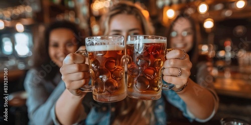 Multiracial Friends Toasting Beer at a Bar