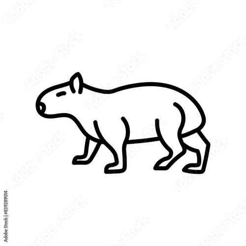 Capybara Outline Icon, Vector illustration