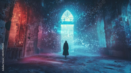 Mystical Castle Enchanted Explorer in Illuminated Corridors