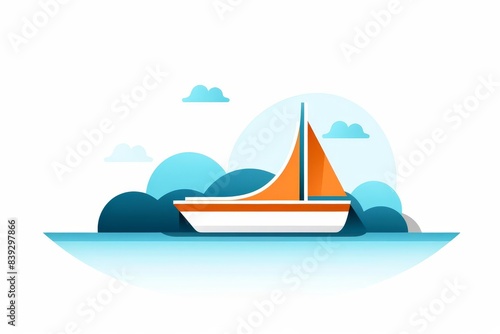 Relaxing boating flat design side view summer leisure theme water color Analogous Color Scheme