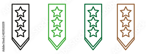 Military Rank Badge Icon Representing Honor and Military Hierarchy