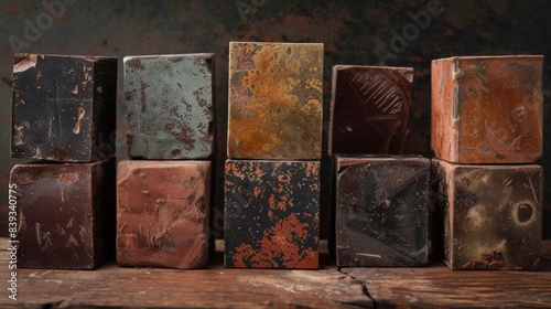 Mexican chocolate blocks, showcasing the rustic texture and color variations