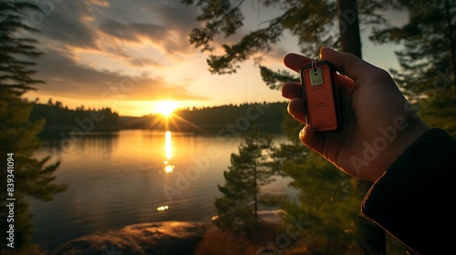 A geocaching adventure around the lake, with the final cache placed to view the sunset perfectly.