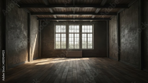 Empty room with light enters from the window