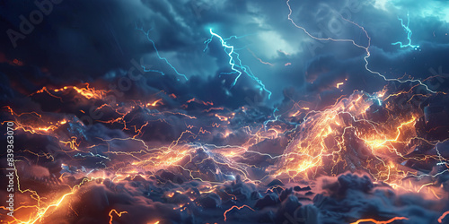 The Electrical Storm of Tomorrow: A futuristic landscape, illuminated by flashes of lightning from an approaching storm