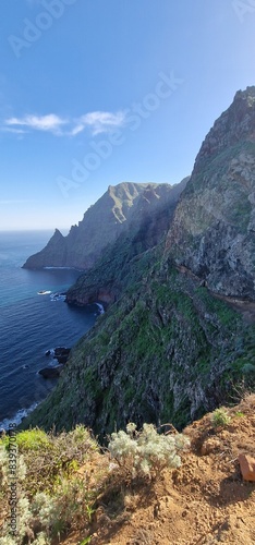 sceneries cliffs and coast of tenerife island steep rocky landscape and atlantic ocean 