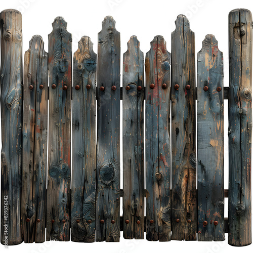 old wooden fence isolated on isolated on white background, space for captions, png