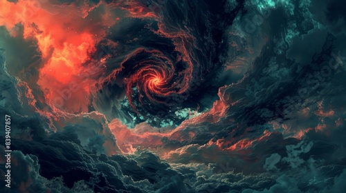 Dramatic Nightmare-Inspired Surreal Night Sky with Swirling Dark Clouds and Screaming Face