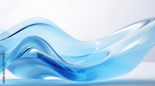 Abstract twisted blue glass shapes with reflections. Modern and sleek design concept suitable