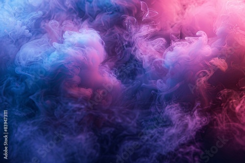 Swirling smoke against red and blue backdrop