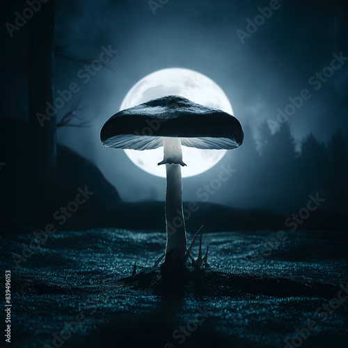 Dreamy fantasy mushrooms in a moonlight night in the beautyfull environment,generated with ideogram ai.