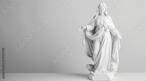 Elegant Statue of the Blessed Virgin Mary light banner