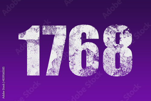 flat white grunge number of 1768 on purple background. 
