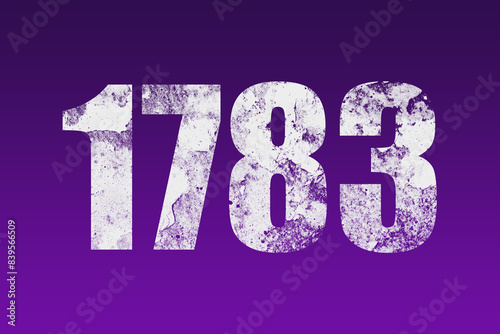 flat white grunge number of 1783 on purple background. 